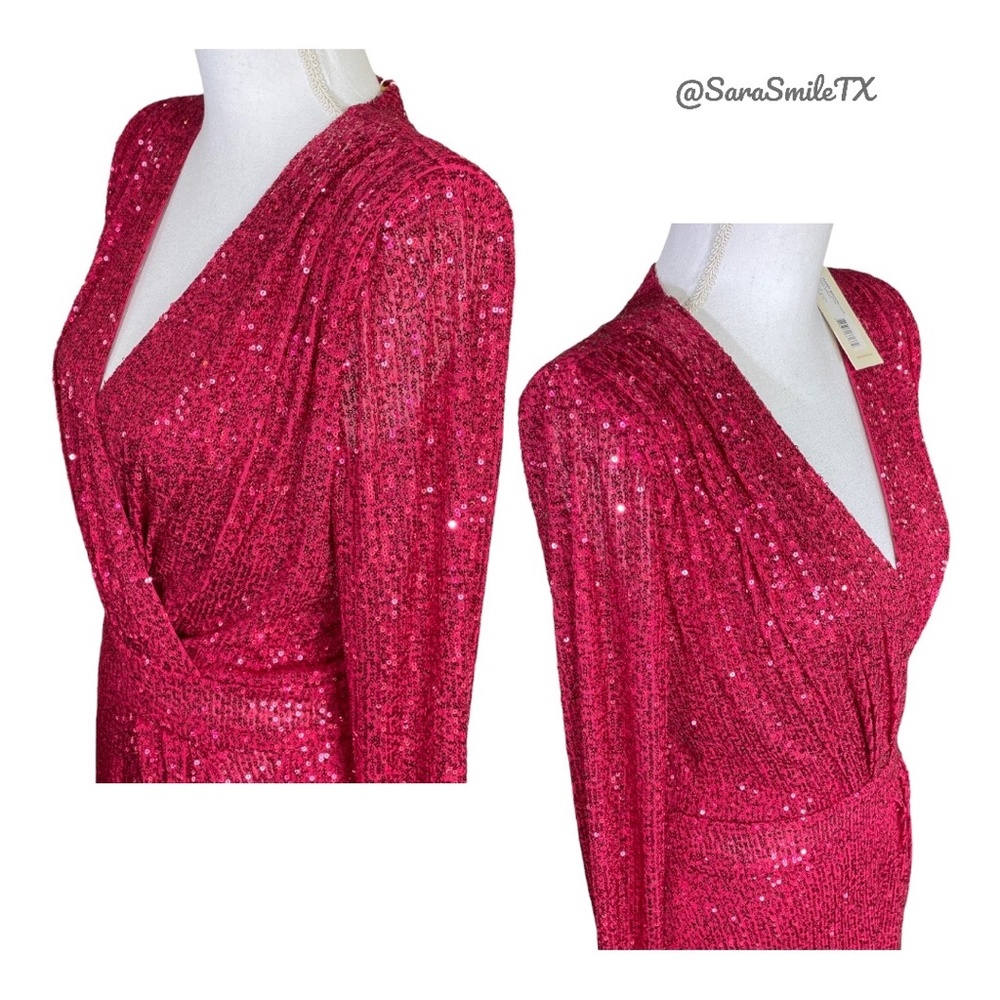 RAMY BROOK - Reba - Sequin Plunge V-Neck Long Sleeve Party Cocktail Dress - Picture 12 of 16